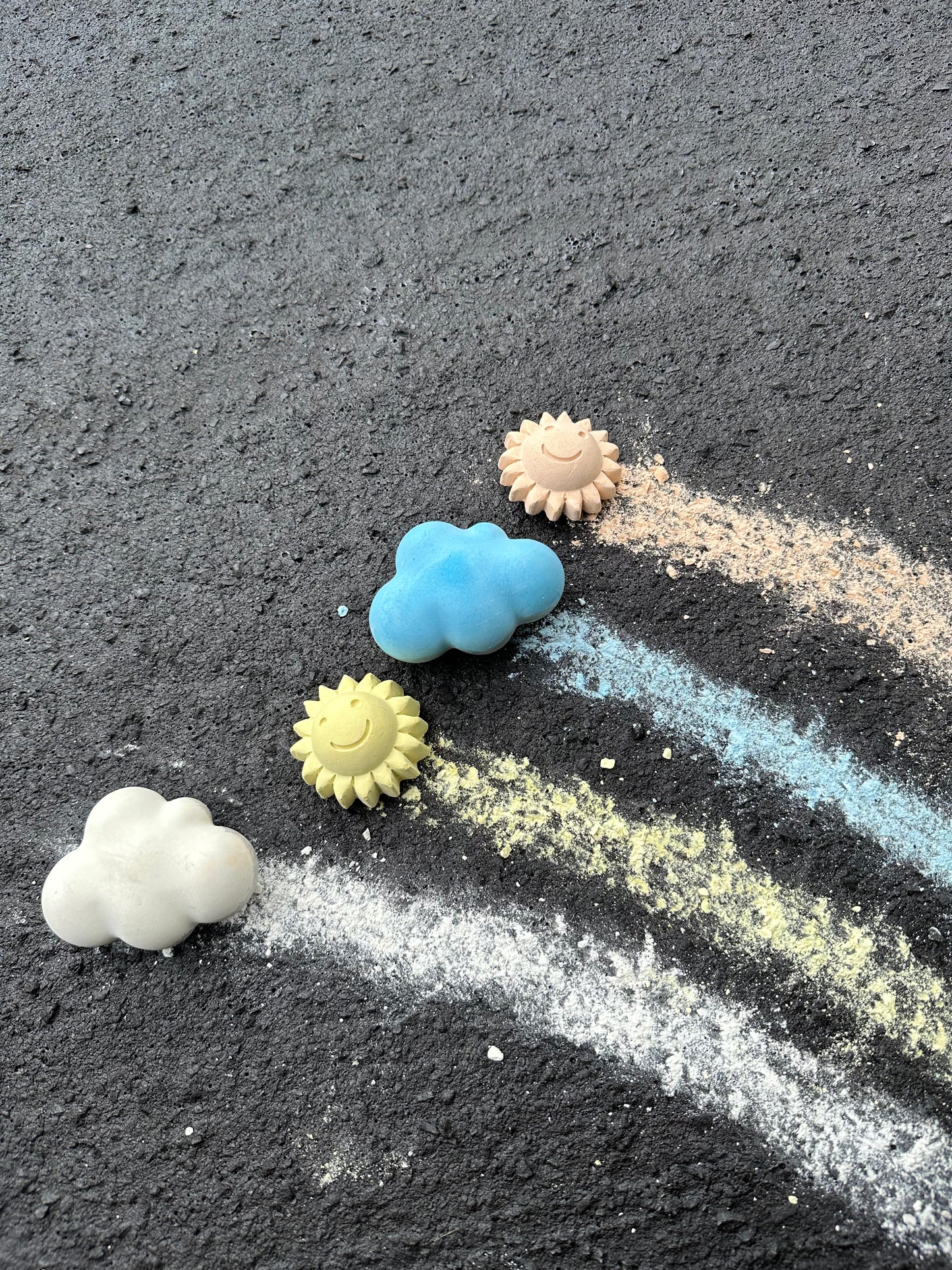 Handmade sidewalk chalk, You are my sunshine, cloud with silver lining, sun, colors, art